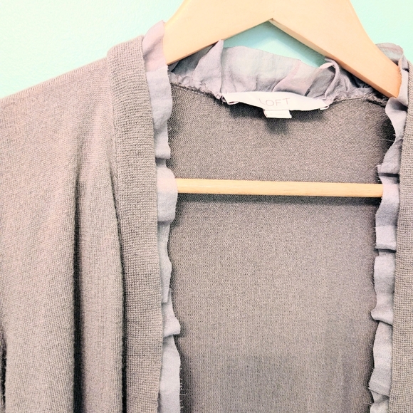 LOFT Brown Ruffle Cardigan - Picture 2 of 4